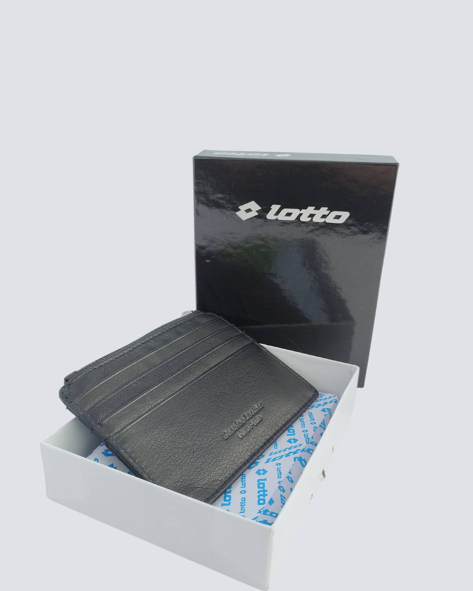 Lotto muški kožni novčanik mini card holder sa ziperom crni