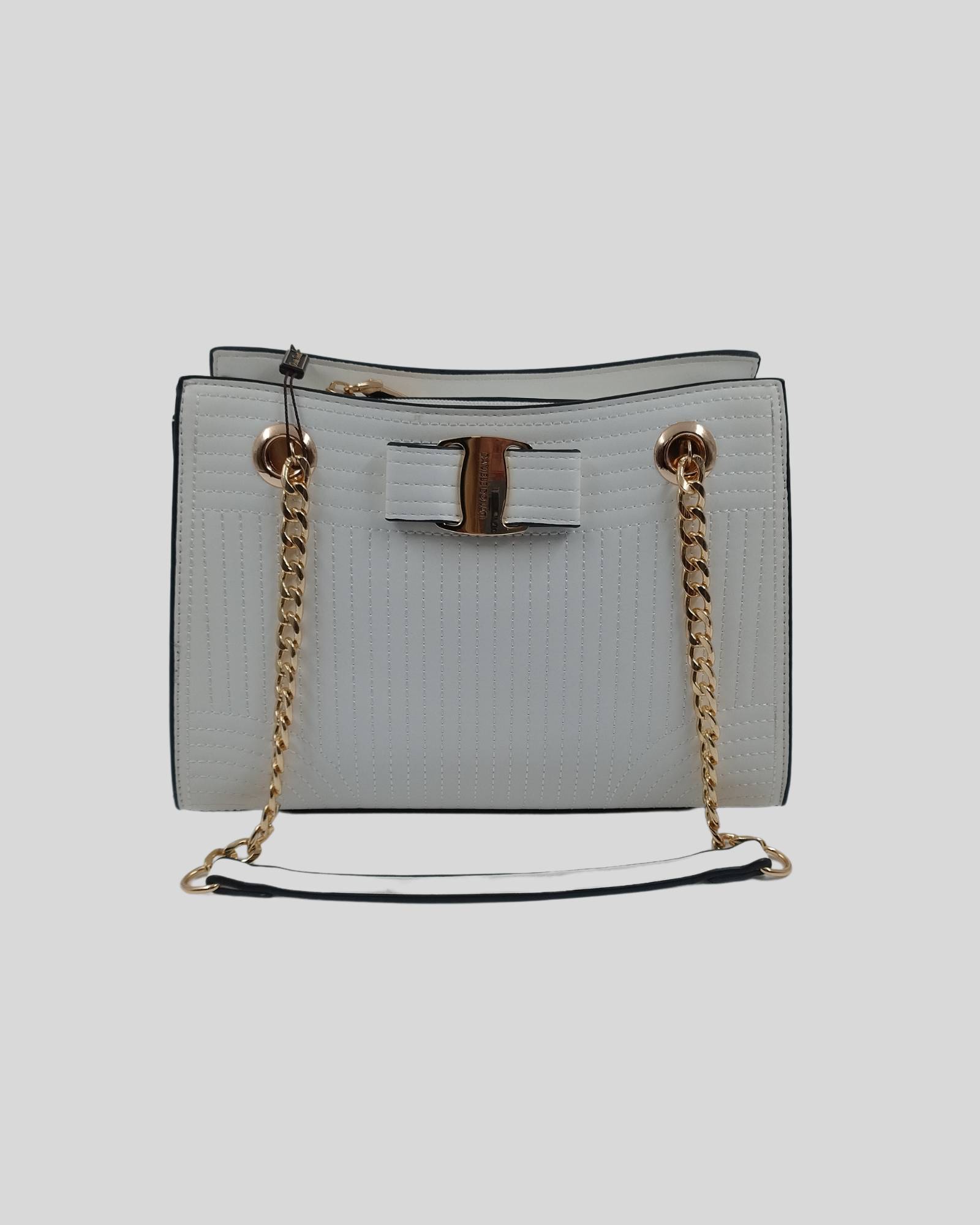 Daniele Donati ženska torba – bela mini sa lancem boje zlata