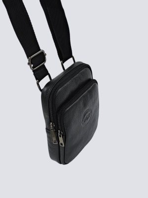 Polo Xchange muška torbica – kožna crna sa dva zipera