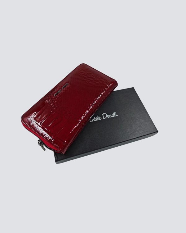 Daniele Donati ženski kožni novčanik sa ziperom - crveni reljefni